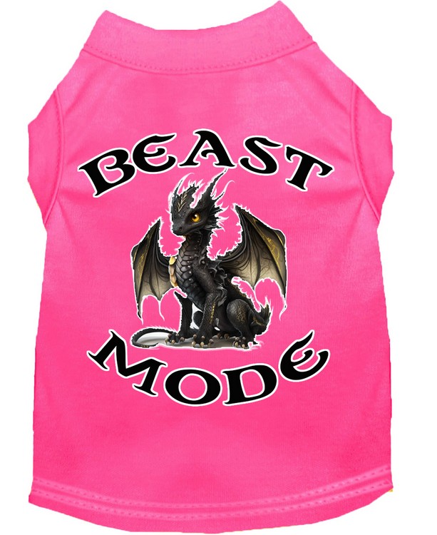 Beast Mode Dragon Screen Print Dog Shirt Bright Pink Med (12)